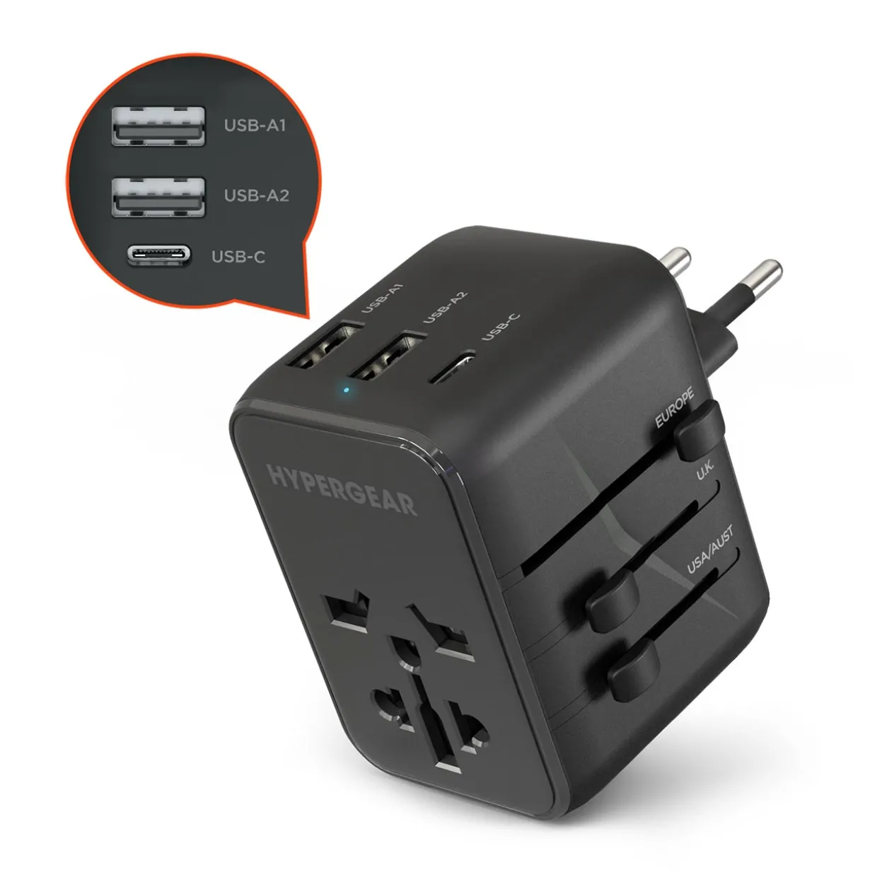 Universal Traveler Adapter with USB C