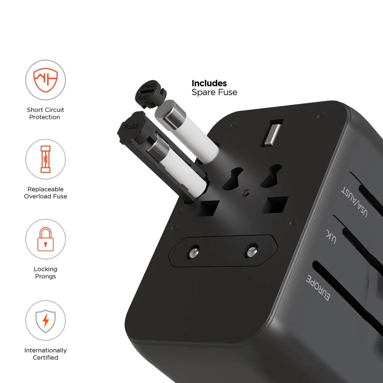 Universal Traveler Adapter with USB C